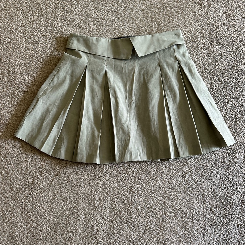 Primark Green Skater Mini Skirt with Pleats